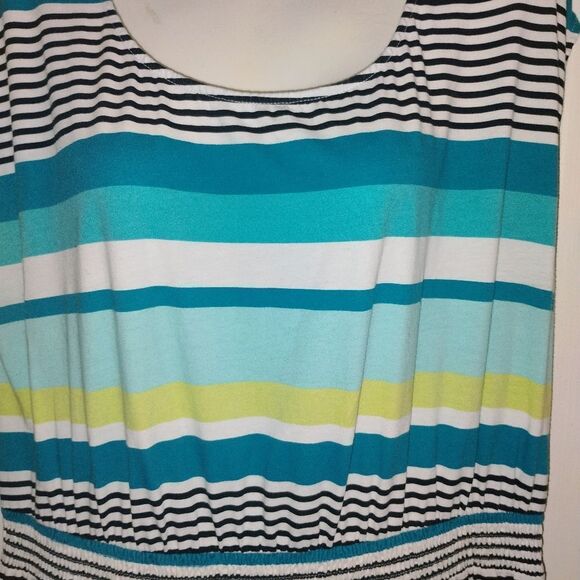 LOFT Blue and Green Sleeveless Sundress - Picture 9 of 11